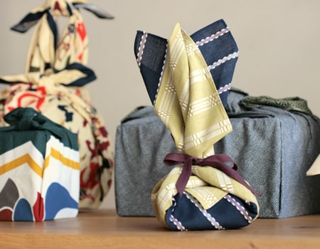 刺子風呂敷 真田縞 金茶【展示品】