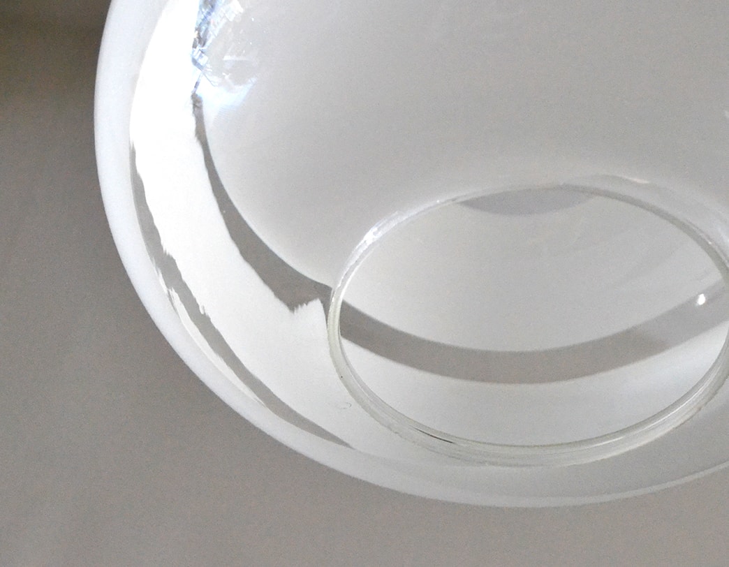 70s Glass Pendant Clear White(B)